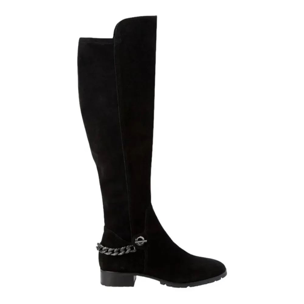 Karl Lagerfeld Paris Shay Black Suede Knee High Boot Size 7.5